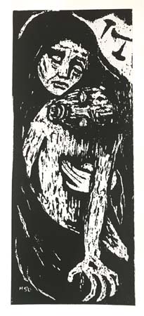 Trauer und Tod, Holzschnitt 1957